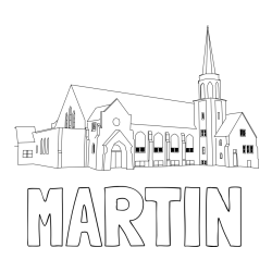 Online izdelana pobarvanka - Pobarvanka imena MARTIN in pobarvanka velike cerkve
