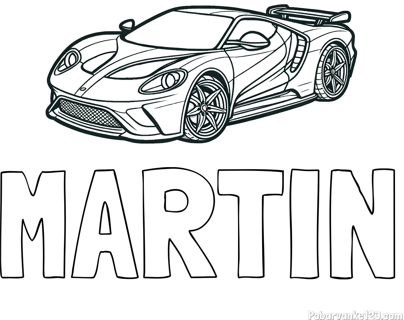 Pobarvanka imena MARTIN in Športni avtomobil