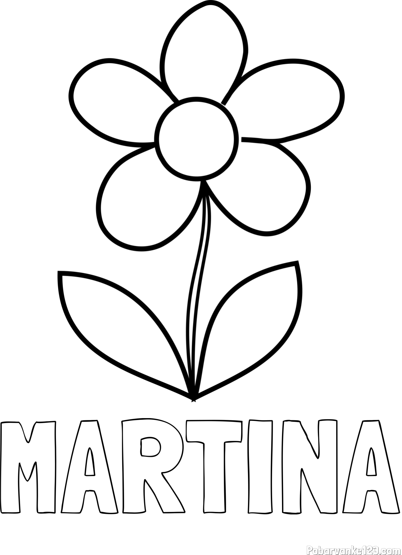 Pobarvanka imena MARTINA in otroška pobarvanka rože