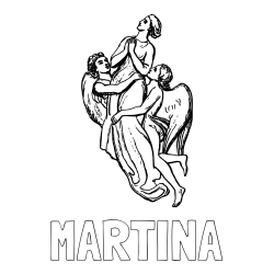 Online izdelana pobarvanka - Pobarvanka imena MARTINA in rojen z angeli