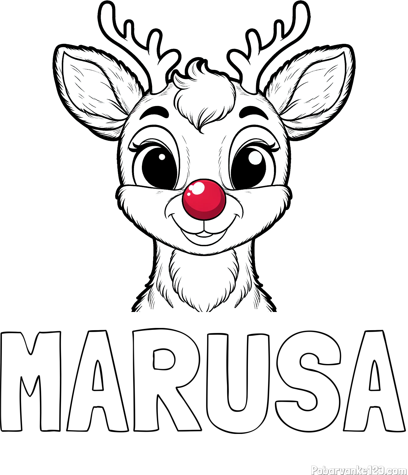 Pobarvanka imena MARUŠA in otroška pobarvanka simpatičnega jelenčka Rudolfa