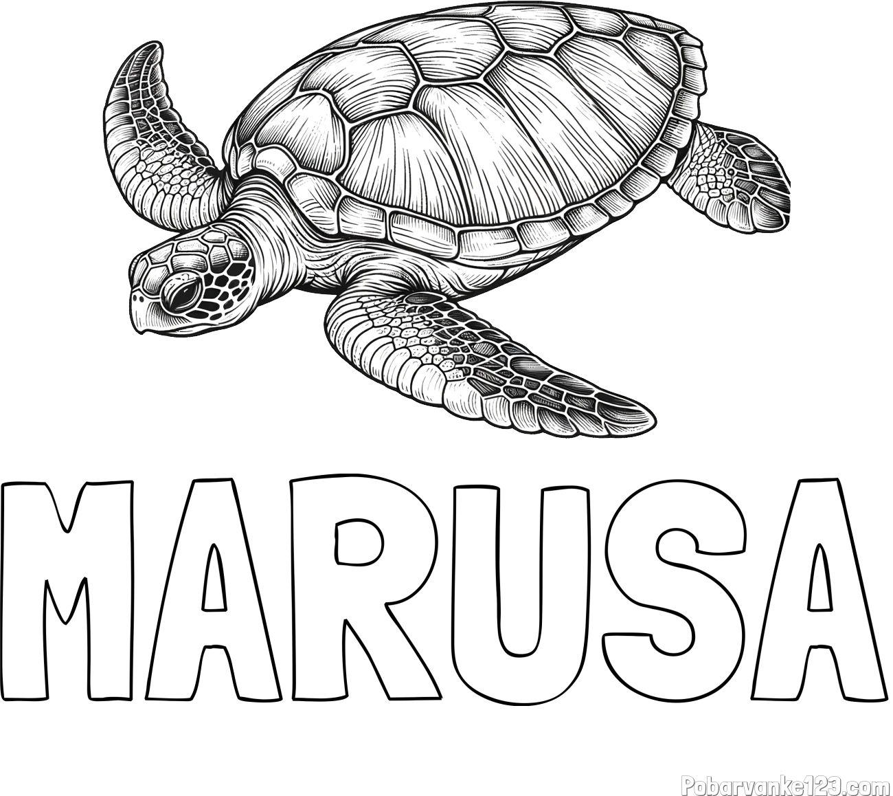 Pobarvanka imena MARUŠA in pobarvanka čudovite želve