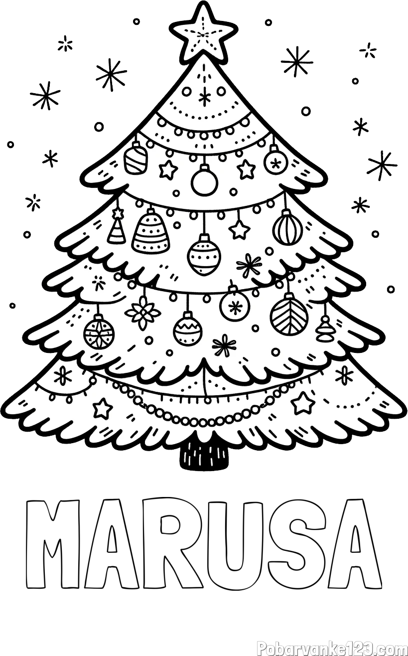 Pobarvanka imena MARUŠA in pobarvanka novoletne jelke