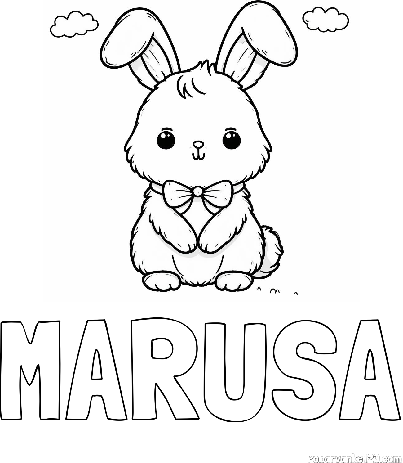 Pobarvanka imena MARUŠA in pobarvanka prikupnega zajčka