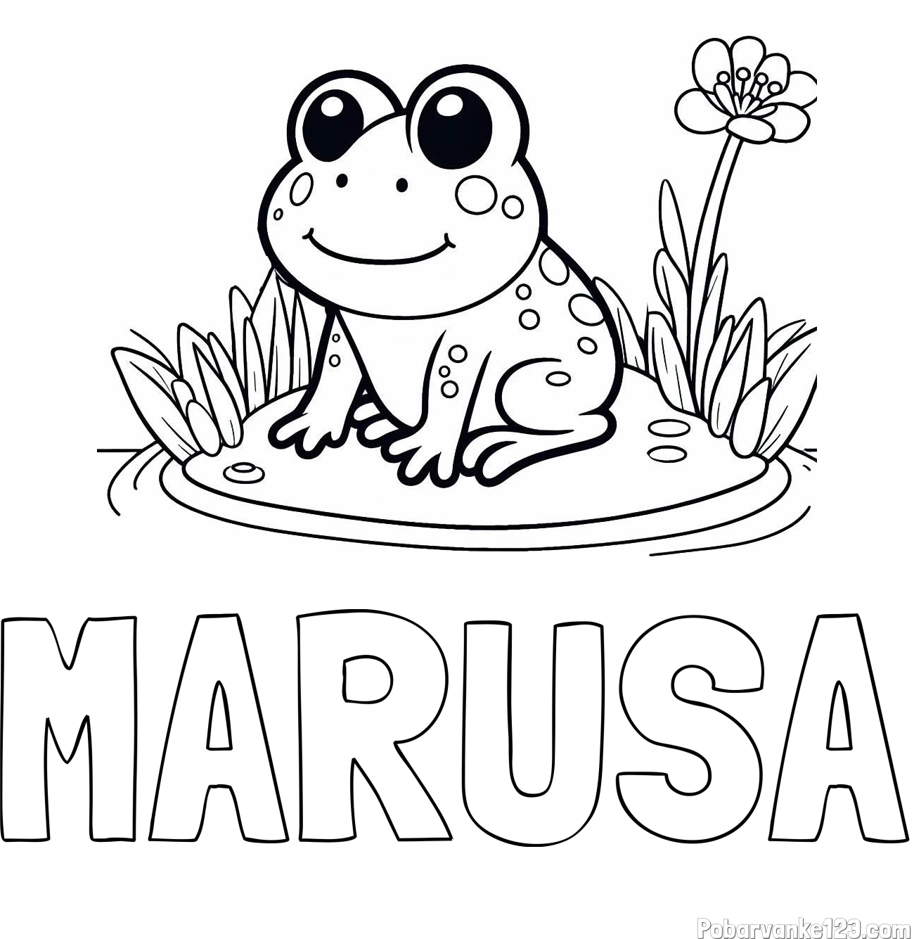 Pobarvanka imena MARUŠA in pobarvanka žabe