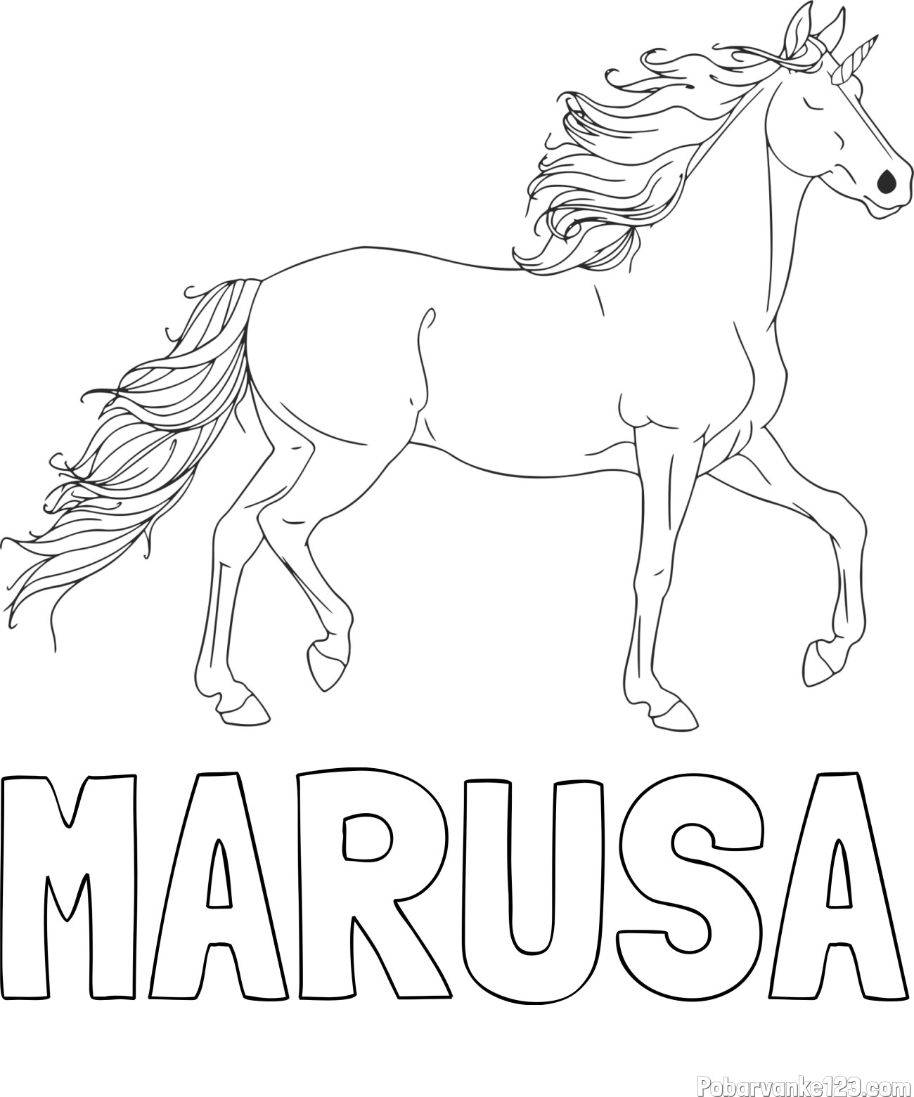 Pobarvanka imena MARUŠA in samorog