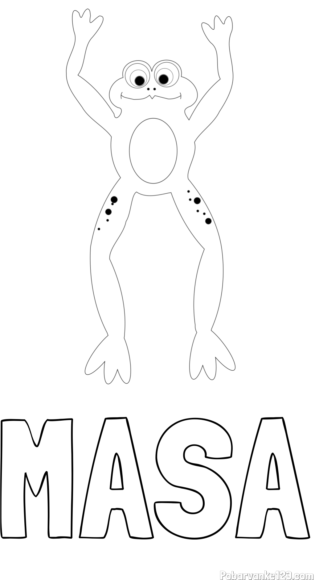 Pobarvanka imena MAŠA in otroška pobarvanka žabice