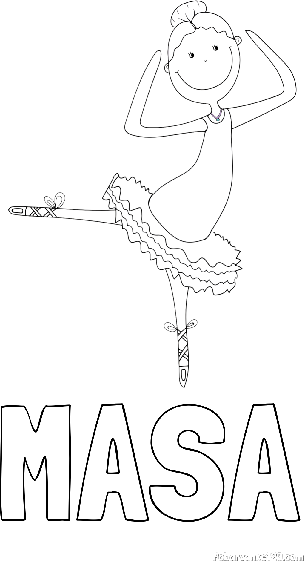 Pobarvanka imena MAŠA in pobarvanka balerine