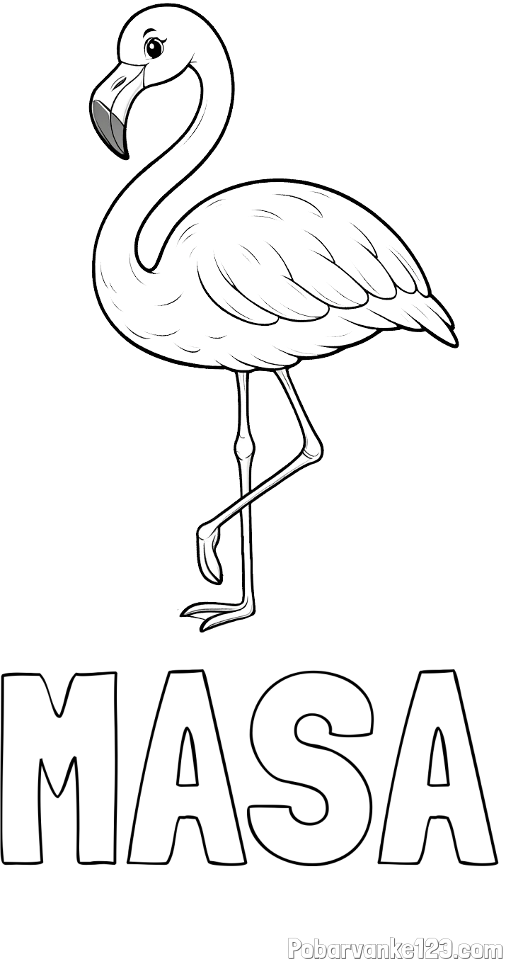 Pobarvanka imena MAŠA in pobarvanka flaminga