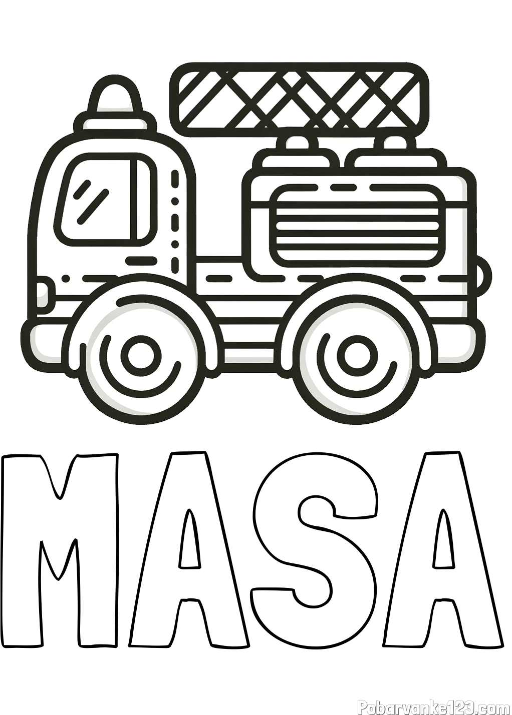 Pobarvanka imena MAŠA in pobarvanka gasilski avto