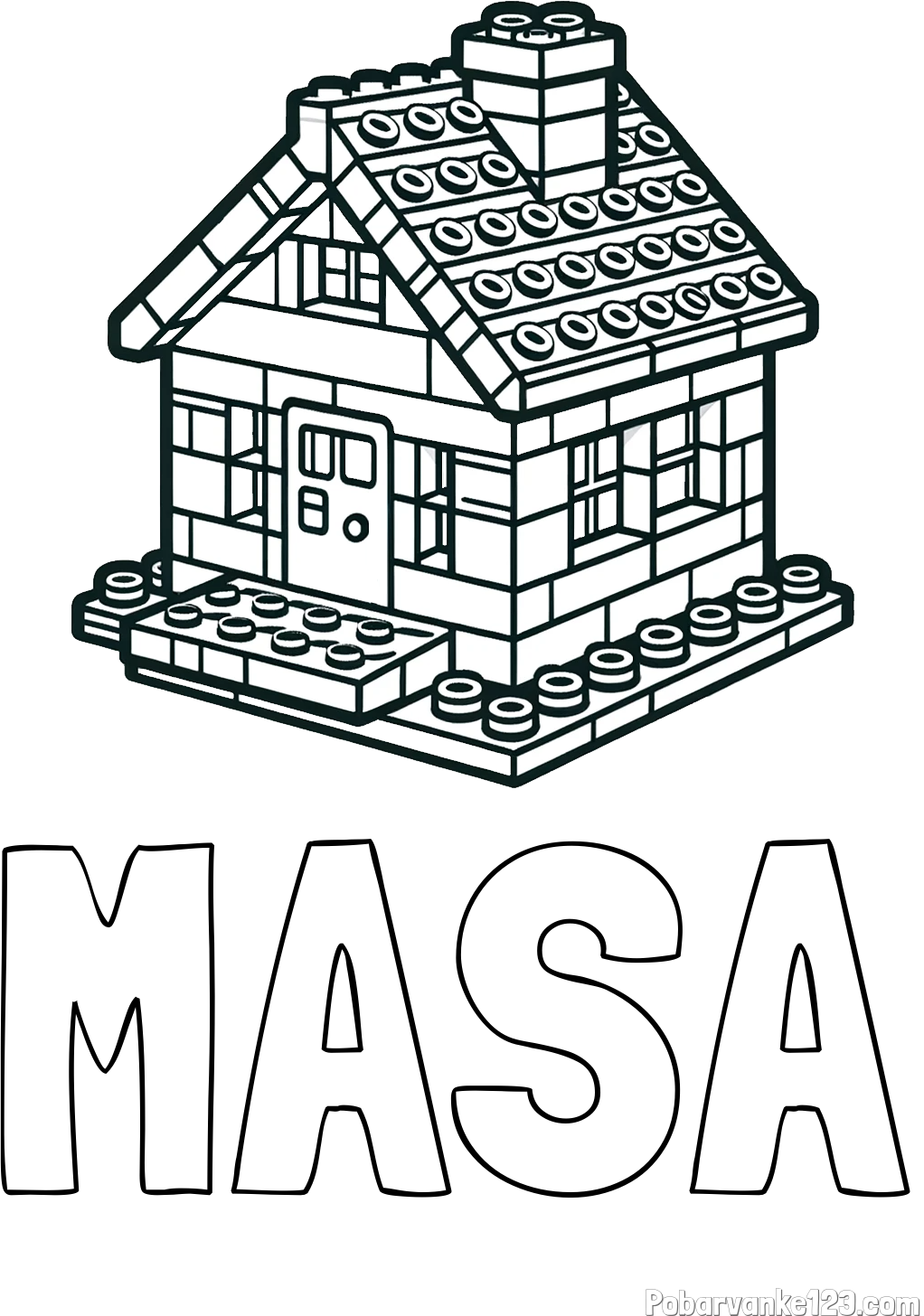 Pobarvanka imena MAŠA in pobarvanka LEGO hiške