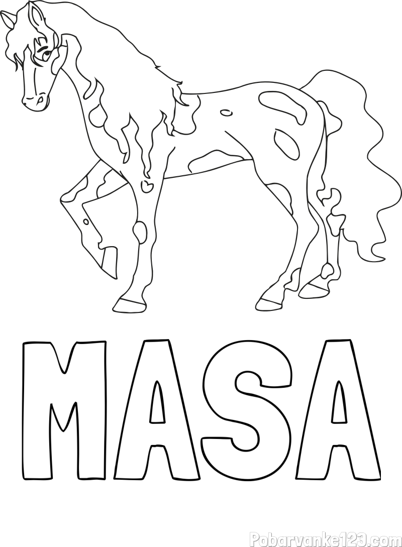 Pobarvanka imena MAŠA in pobarvanka lisastega konja