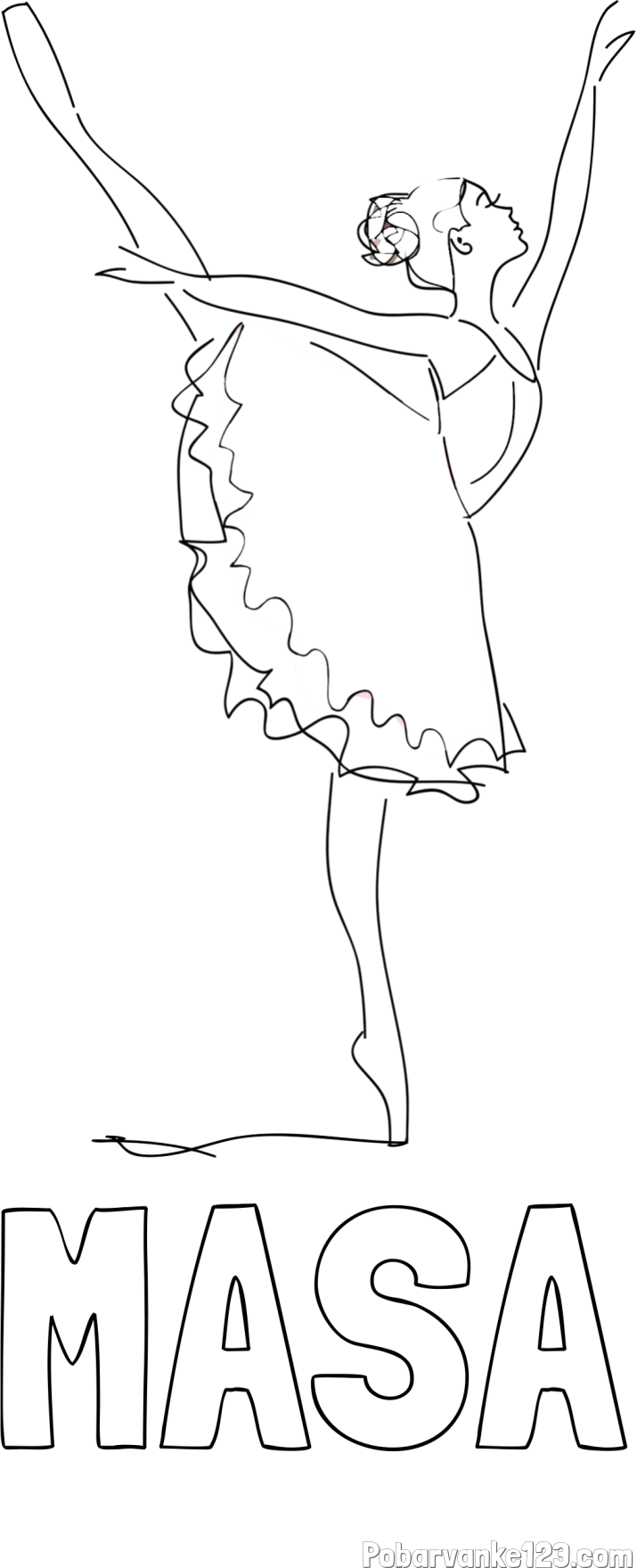 Pobarvanka imena MAŠA in pobarvanka ljubke baletke
