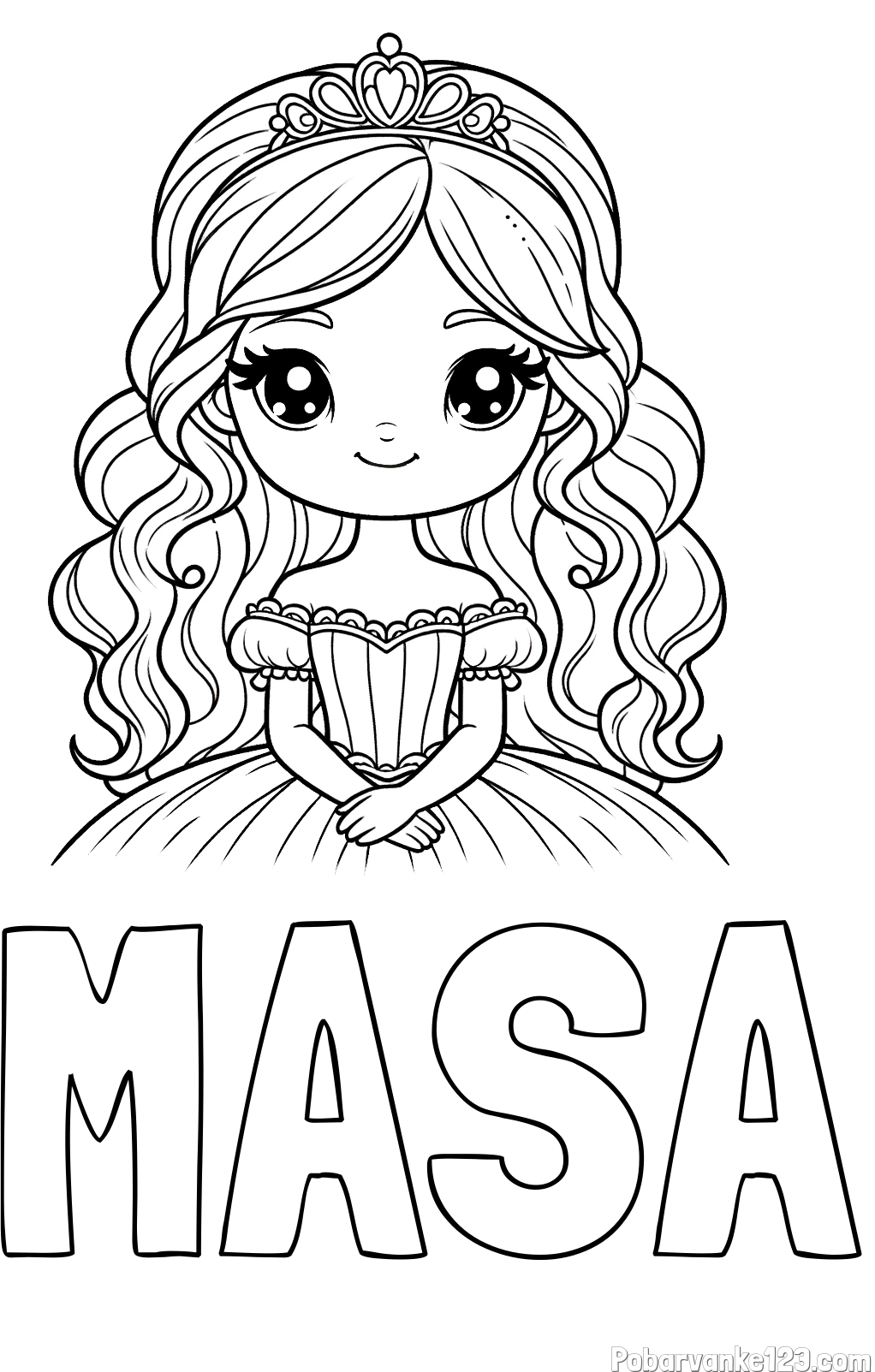 Pobarvanka imena MAŠA in pobarvanka ljubke princese