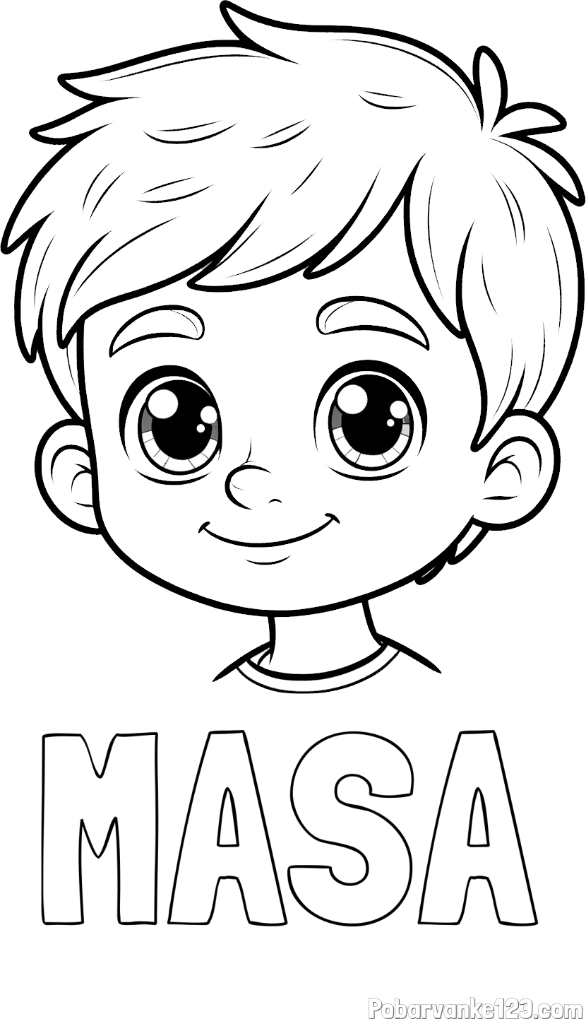 Pobarvanka imena MAŠA in pobarvanka obraza fanta