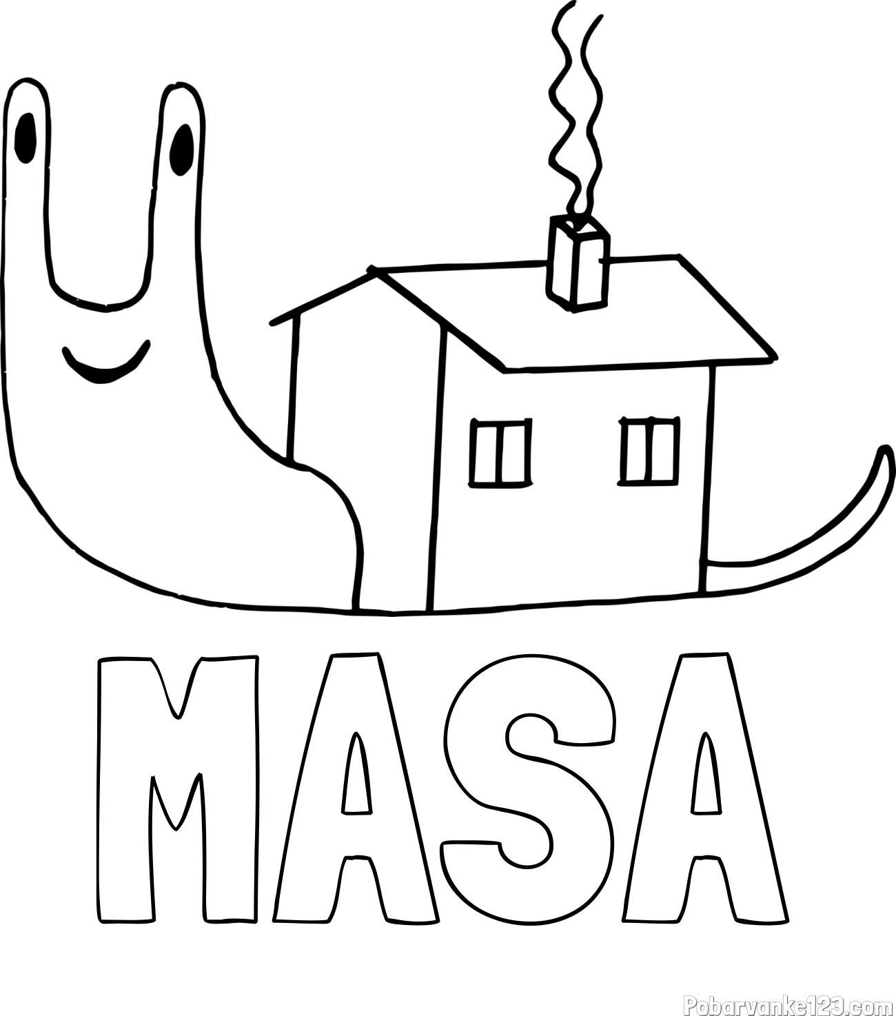 Pobarvanka imena MAŠA in pobarvanka polžka s hiško