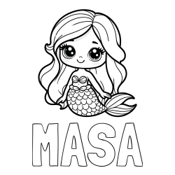 Pobarvanka imena MAŠA in pobarvanka prikupne morske deklice