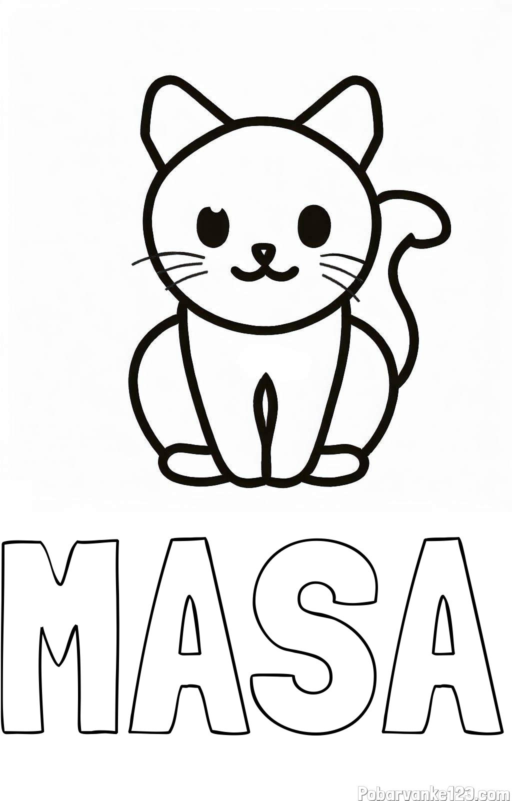 Pobarvanka imena MASA in pobarvanka prikupne mucke