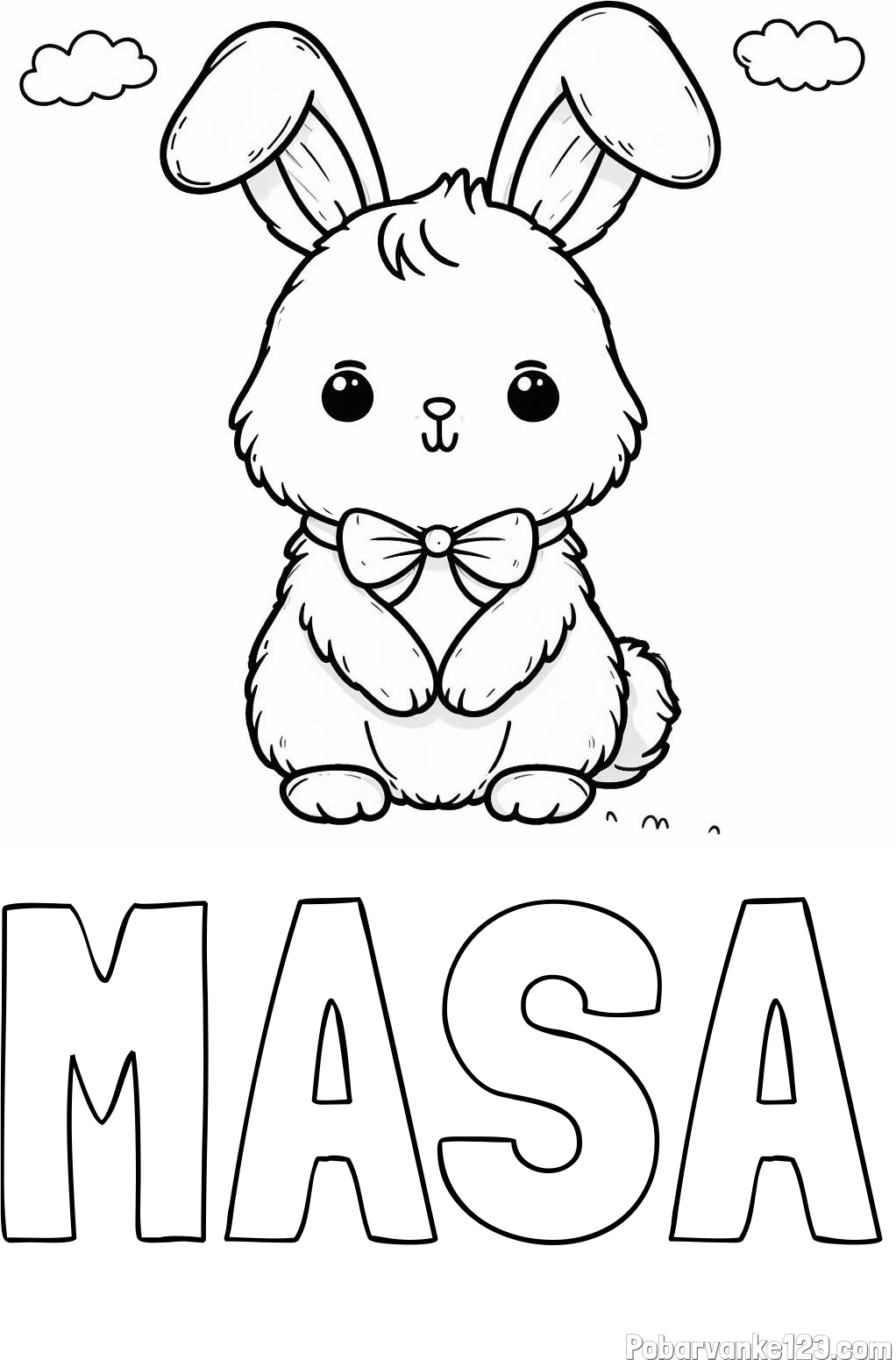 Pobarvanka imena MAŠA in pobarvanka prikupnega zajčka