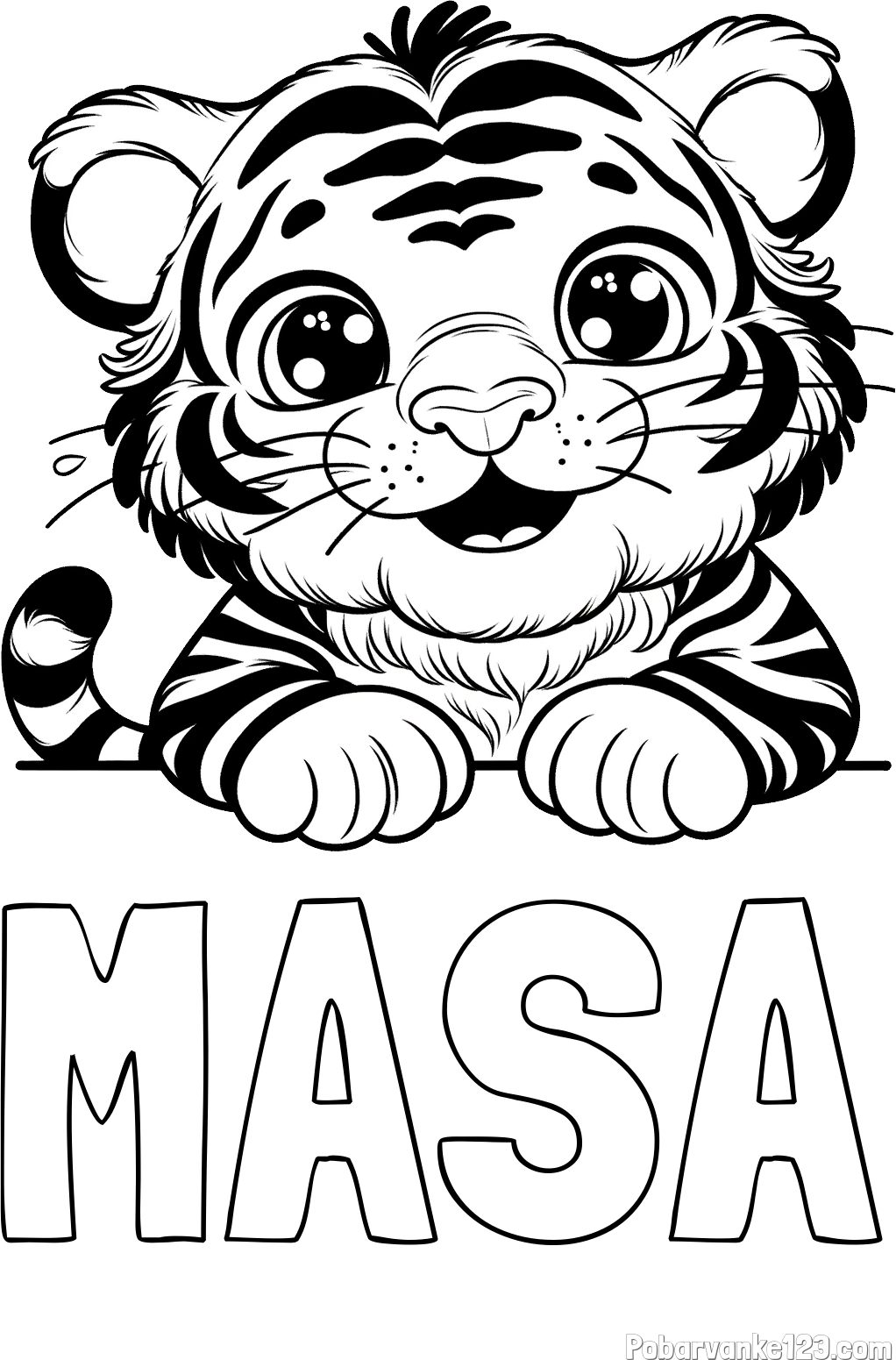 Pobarvanka imena MAŠA in pobarvanka tigrček