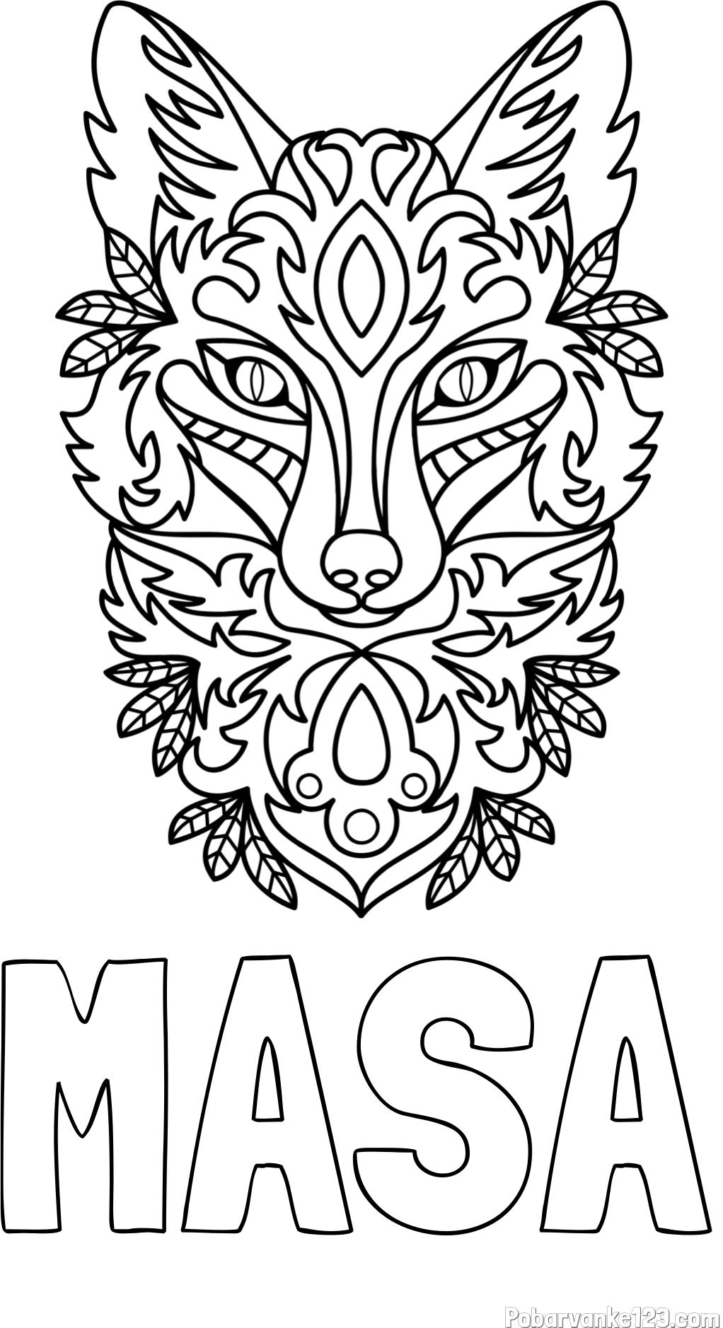 Pobarvanka imena MAŠA in pobarvanka volka - mandale