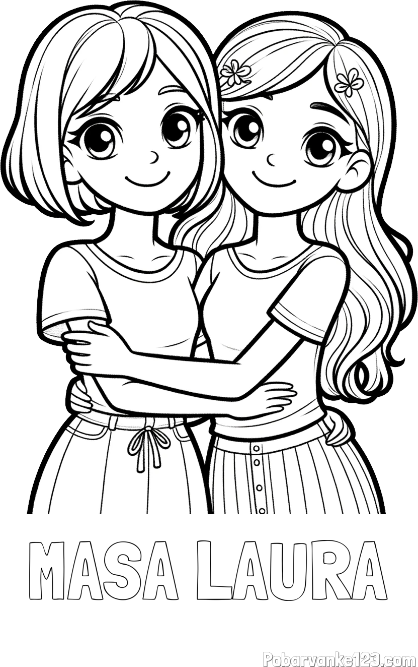 Pobarvanka imena MASA LAURA in pobarvanka ljubkih prijateljic
