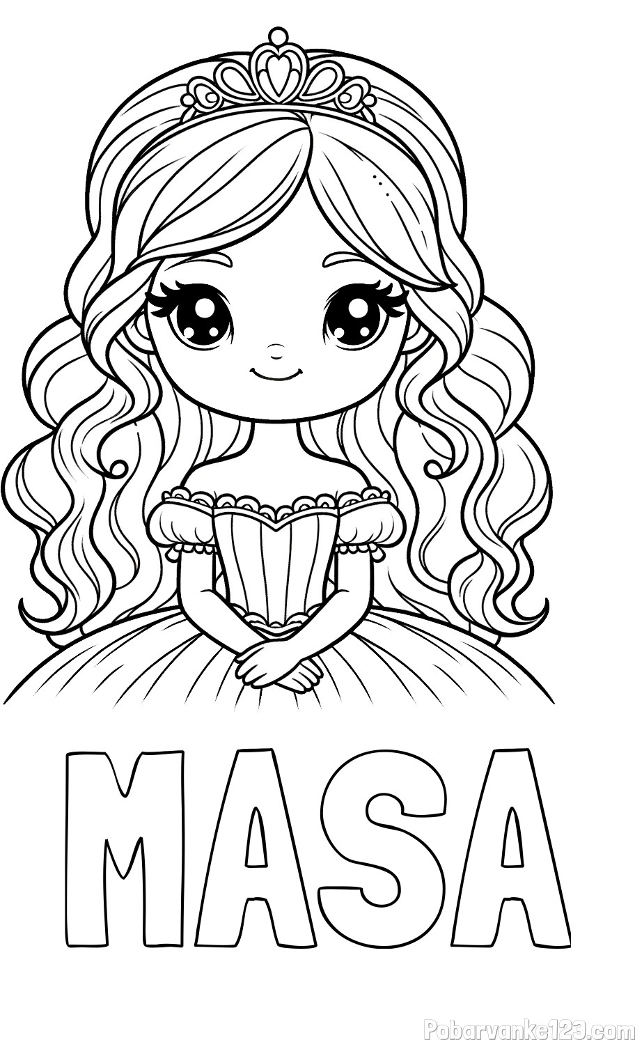 Pobarvanka imena MAŠA ter ljubke princeske