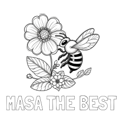 Online izdelana pobarvanka - Pobarvanka imena MAŠA THE BEST in otroška pobarvanka čebelice in rožice