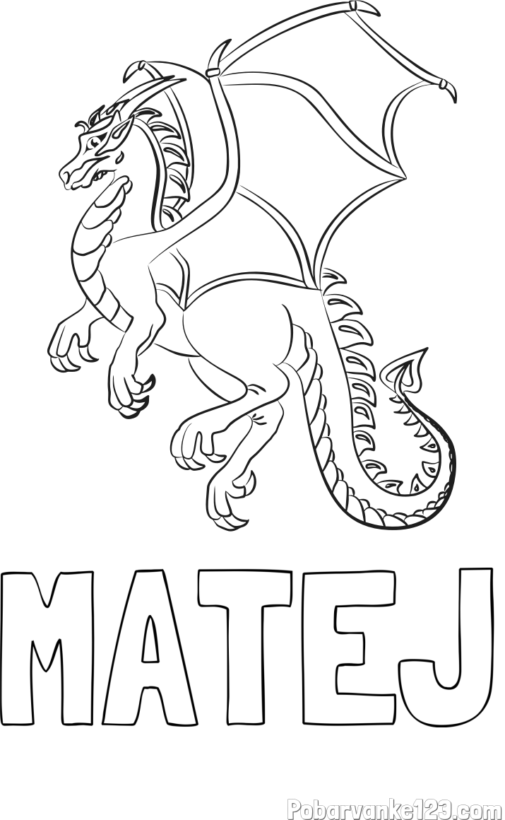 Pobarvanka imena MATEJ in pobarvanka strašnega zmaja