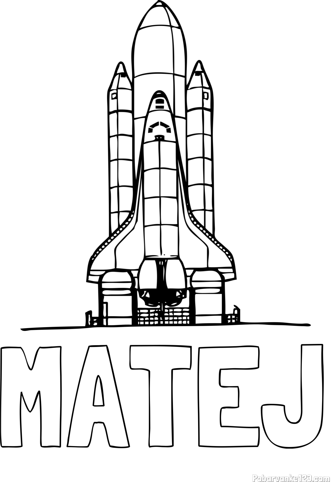 Pobarvanka imena MATEJ in pobarvanka vesoljskega plovila Space Shuttle