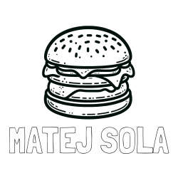 Online izdelana pobarvanka - Pobarvanka imena MATEJ ŠOLA in preprosta pobarvanka hamburgerja