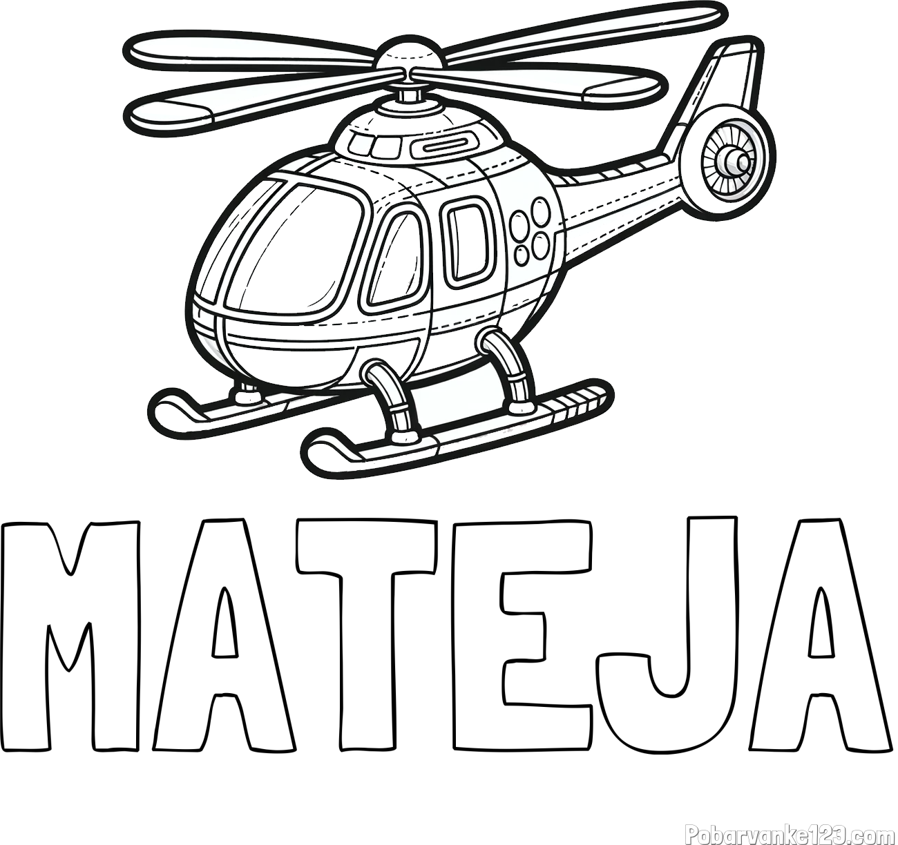 Pobarvanka imena MATEJA in pobarvanka helikopterja