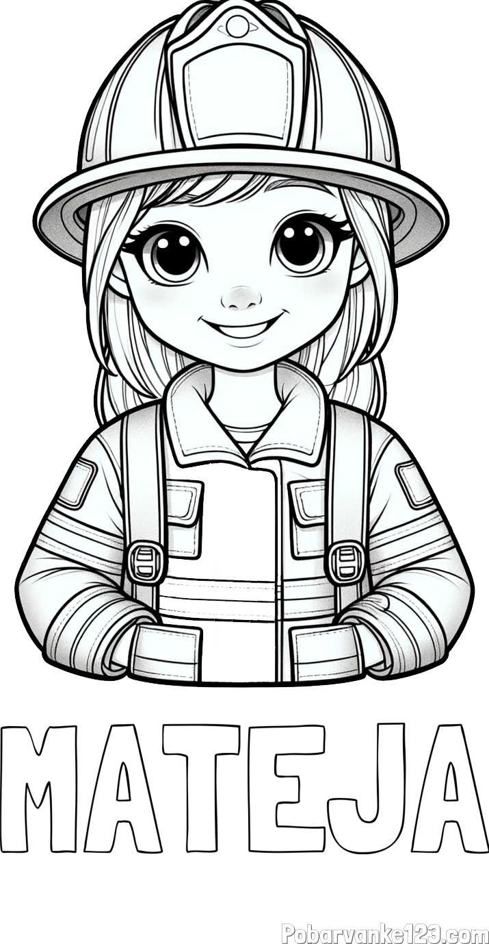 Pobarvanka imena MATEJA in pobarvanka ljubke gasilke