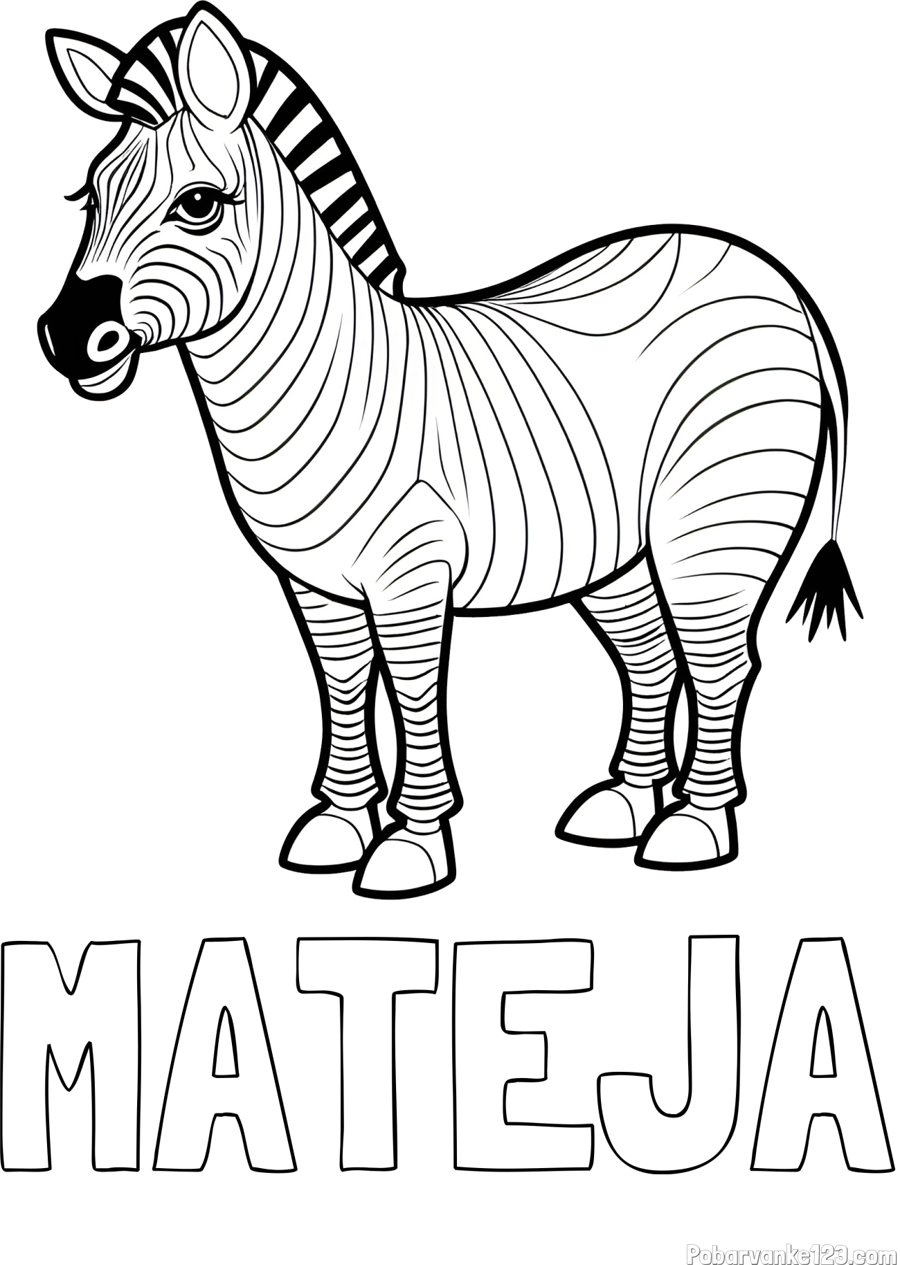Pobarvanka imena MATEJA in pobarvanka ljubke zebre