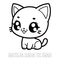 Online izdelana pobarvanka - Pobarvanka imena MATEJA RADA TE IMAM in pobarvnaka ljubke muce v anime slogu