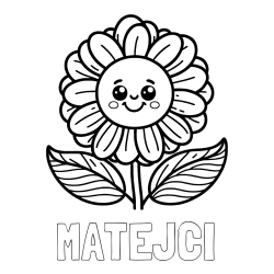 Online izdelana pobarvanka - Pobarvanka imena MATEJČI in pobarvanka ljubke in nasmejane rože