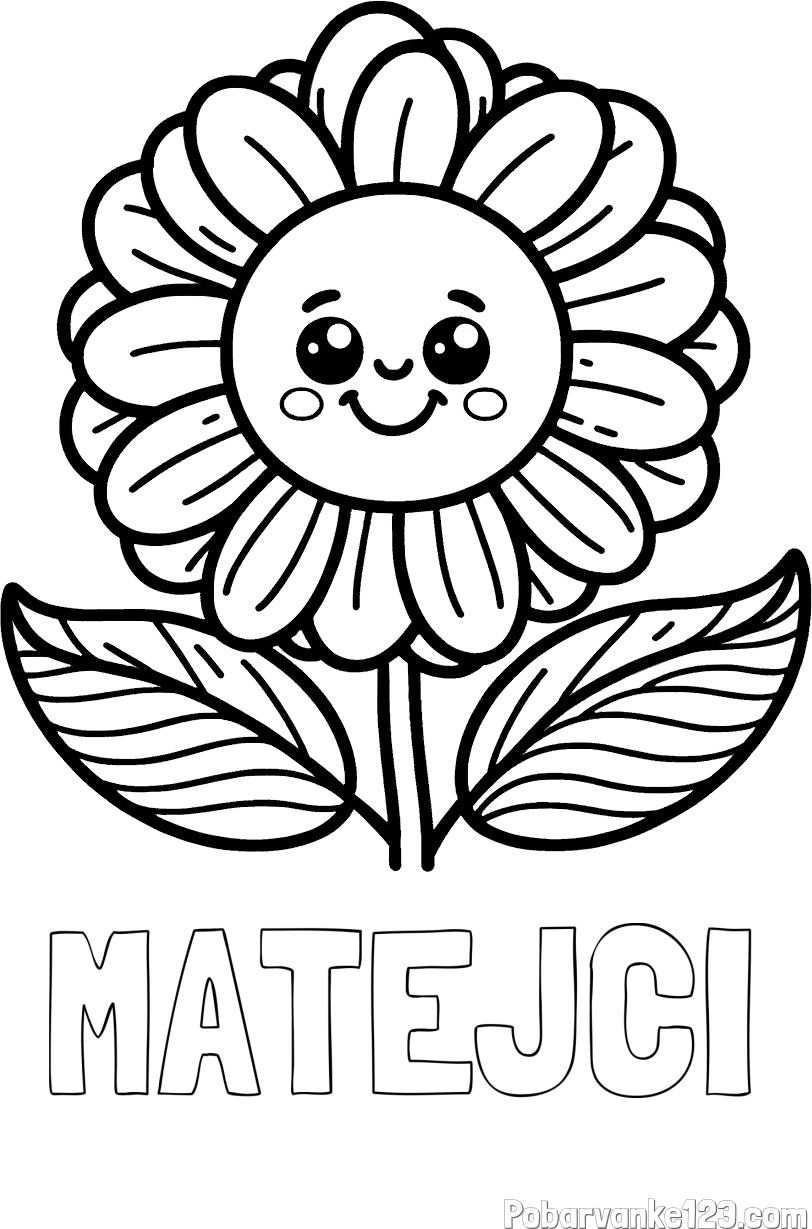 Pobarvanka imena MATEJČI in pobarvanka ljubke in nasmejane rože