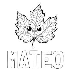 Online izdelana pobarvanka - Pobarvanka imena MATEO in otroška pobarvanka nasmejanega lista