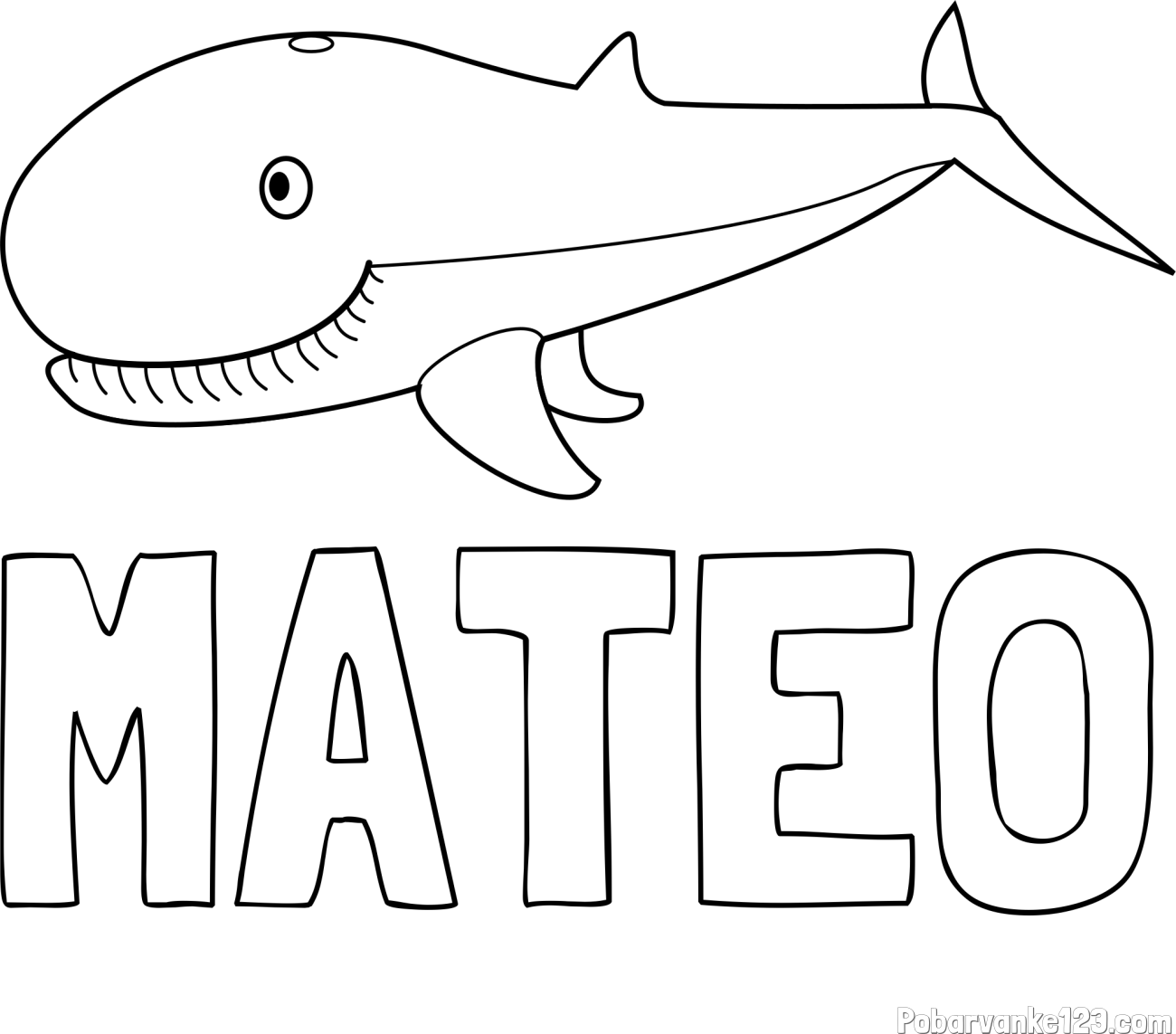 Pobarvanka imena MATEO in pobarvanka kita