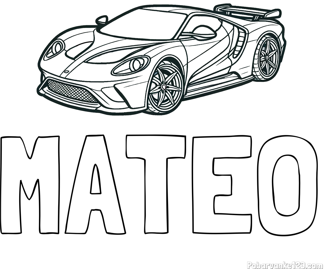 Pobarvanka imena MATEO in Športni avtomobil