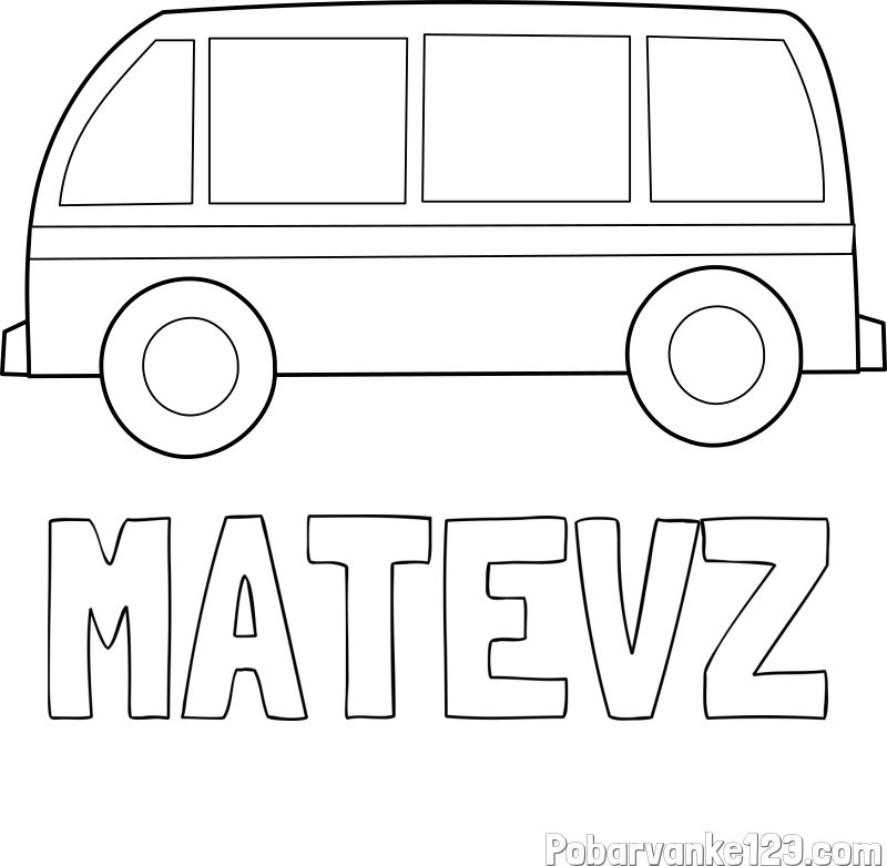Pobarvanka imena MATEVŽ in avtobus