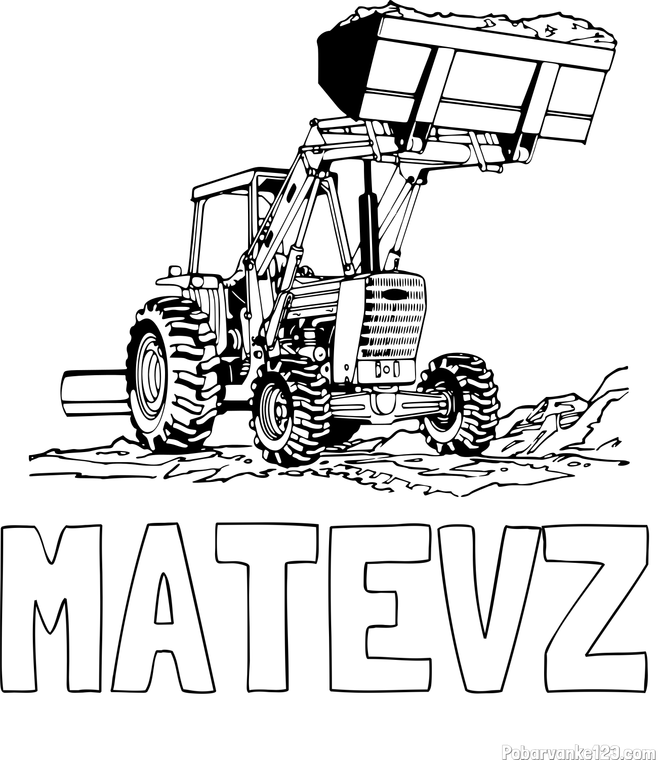 Pobarvanka imena MATEVŽ in pobarvanka traktorja