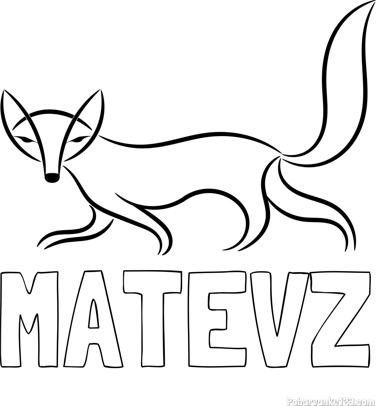 Pobarvanka imena MATEVŽ in preprosta pobarvanka lisice