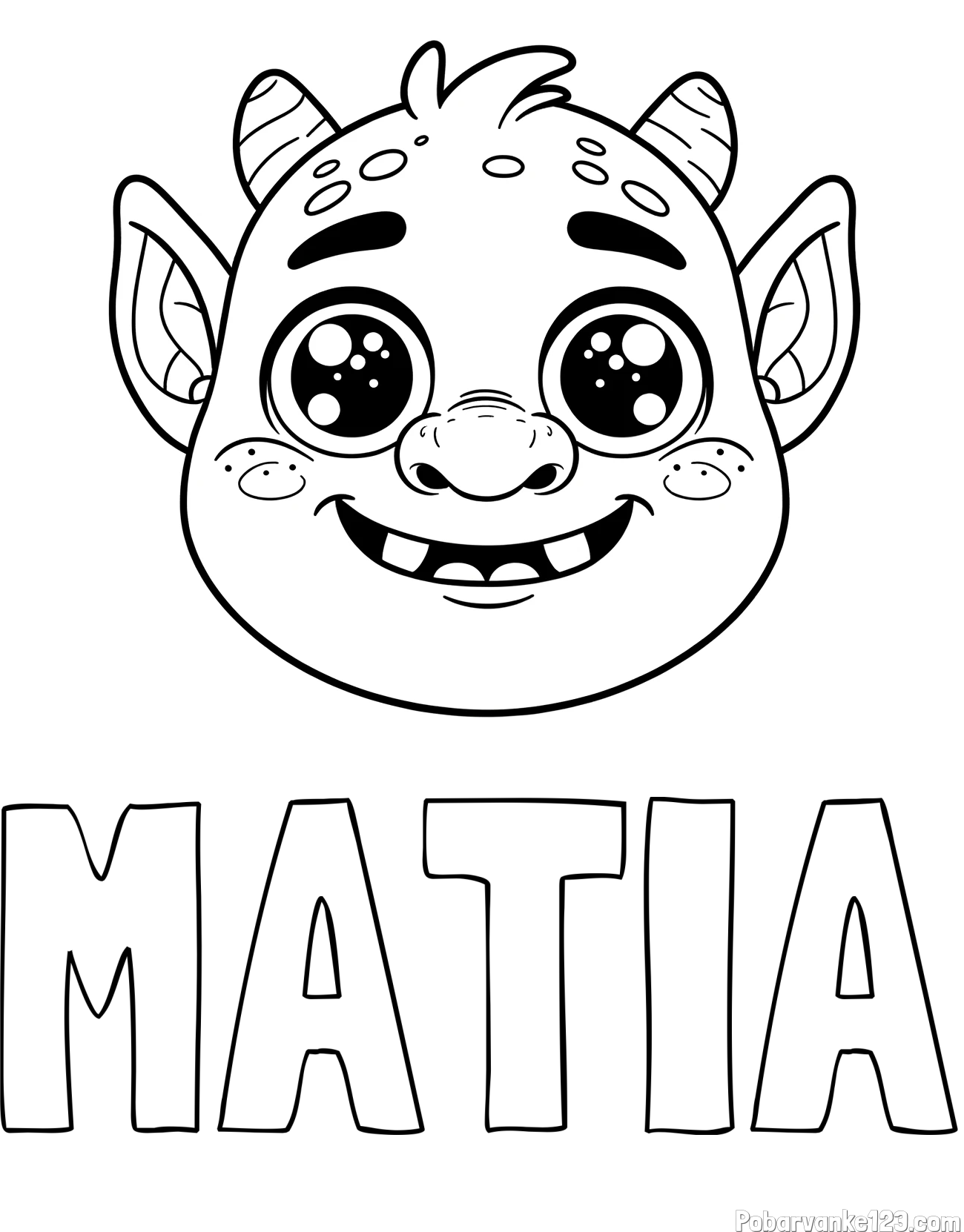 Pobarvanka imena MATIA in pobarvanka ljubke škratove glave