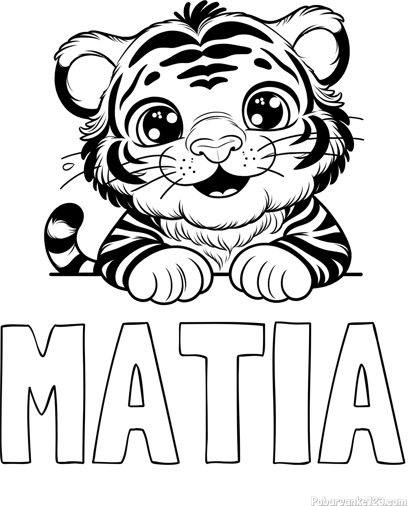 Pobarvanka imena MATIA in pobarvanka tigrček