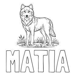 Online izdelana pobarvanka - Pobarvanka imena MATIA in pobarvanka volka