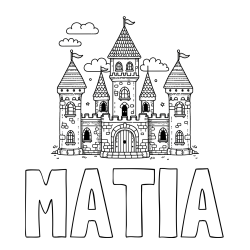 Online izdelana pobarvanka - Pobarvanka imena MATIA in pobarvnaka velikega gradu
