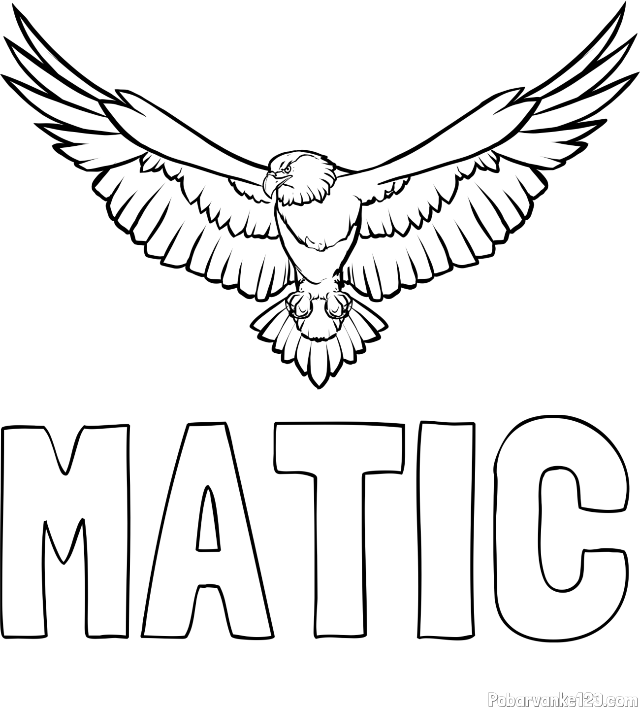 Pobarvanka imena MATIC in pobarvanka orla s široko razprtimi krili