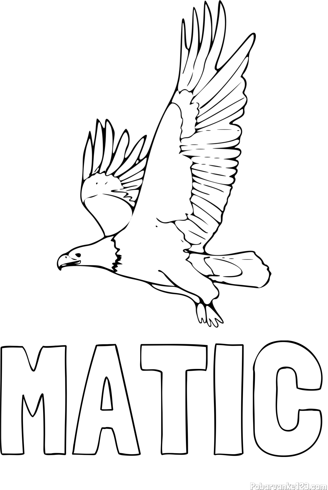 Pobarvanka imena MATIC in pobarvanka orla v letu