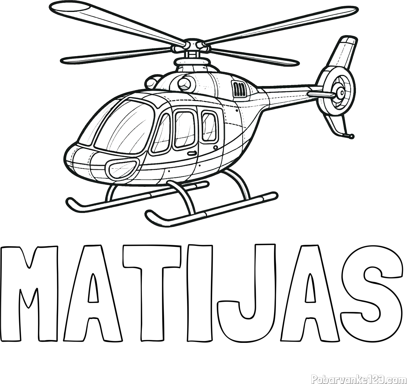 Pobarvanka imena MATIJAS in pobarvanka sodobnega helikopterja
